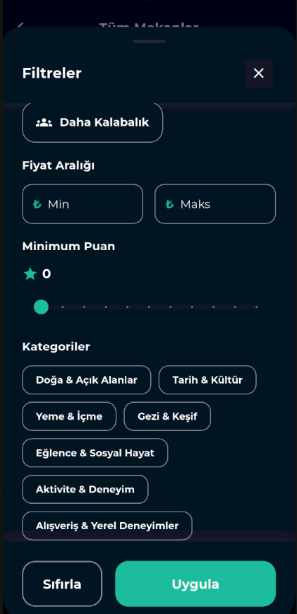 Mekan Filtreleme