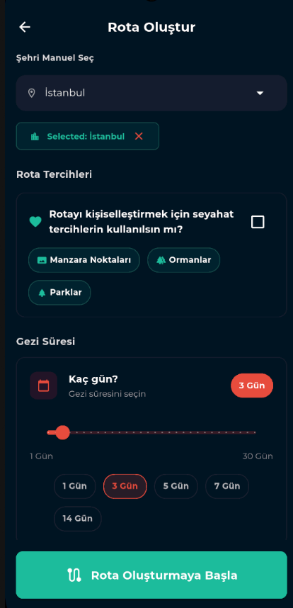 Gün planı ekranı
